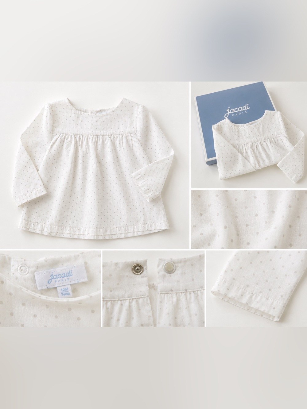 Jacadi White Blouse with Taupe Dot Detail